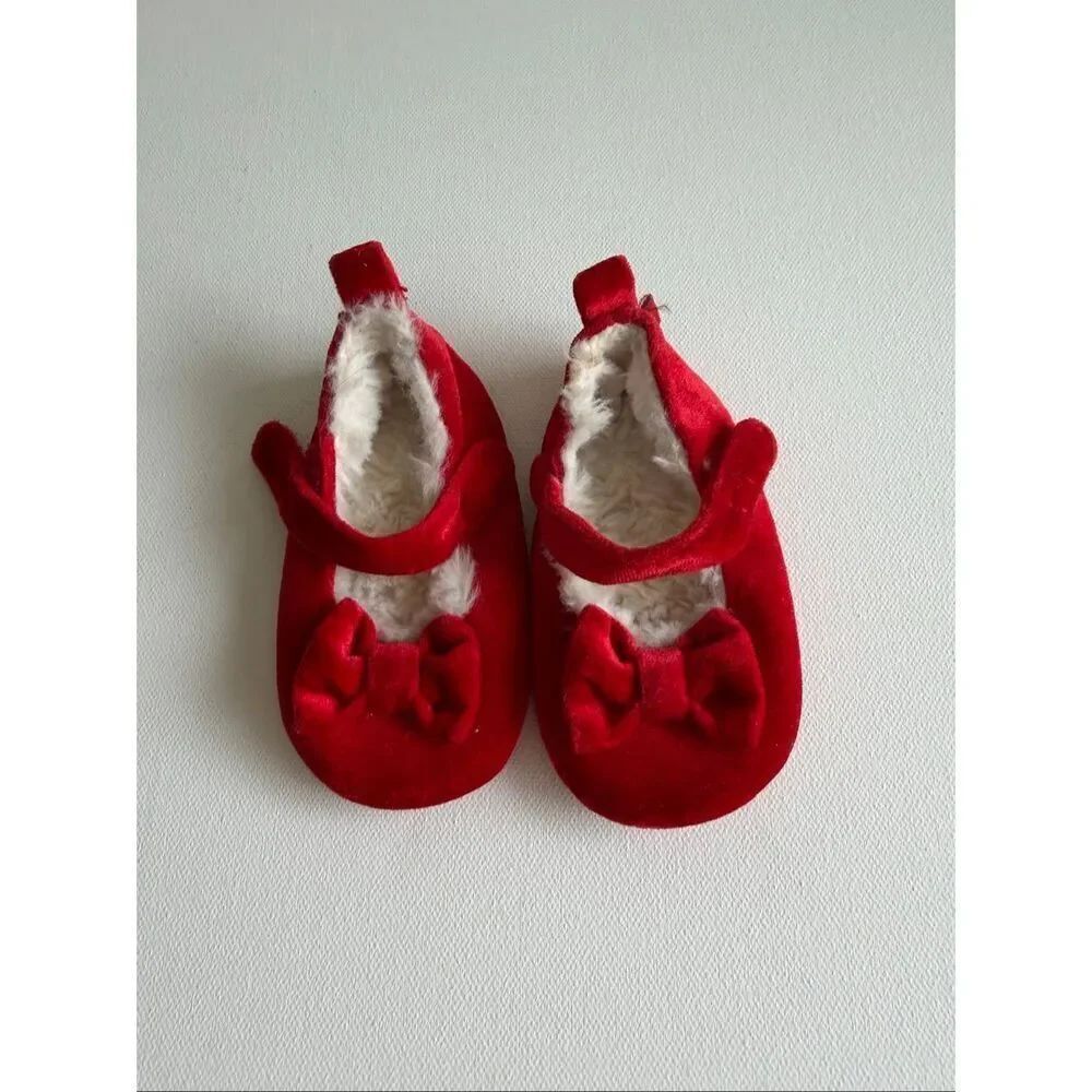 Skechers Baby Girls Bow Velvet Ballet Flats - Red size 2